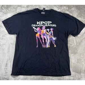 Netflix K-Pop Demon Hunters T-Shirt Mens 2XL‎ Black Excellent Graphic Tee 2022